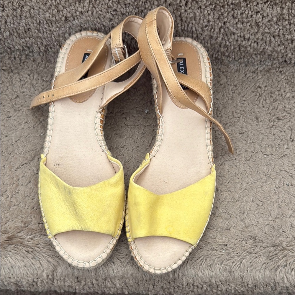 Yellow and Tan Women's Sandals